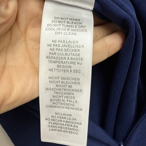 New Adrianna Papell Size 16 W Navy Off-Shoulder Organza-Sleeve Cocktail Jumpsuit - Picture 14 of 14